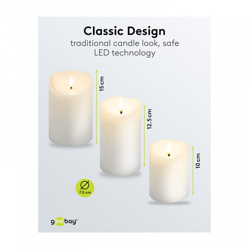 Goobay LED īsta vaska sveces, baltas
