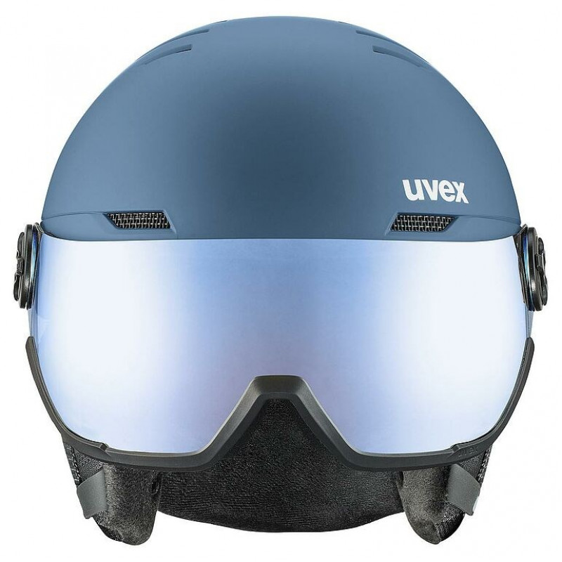 UVEX Wanted Visor slēpošanas ķivere, akmens krāsas/zila, 58-61