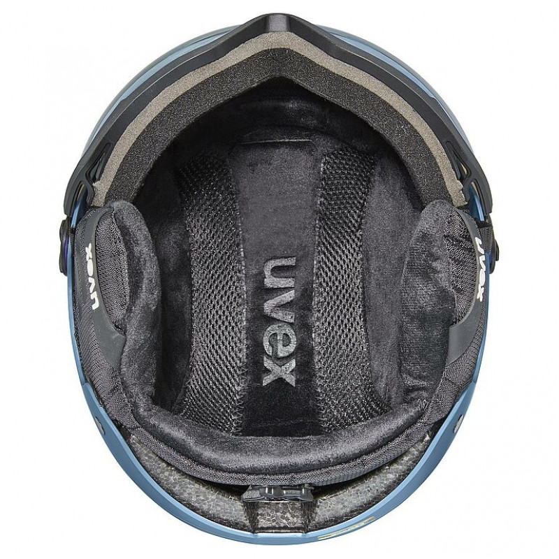 UVEX Wanted Visor slēpošanas ķivere, akmens krāsas/zila, 58-61