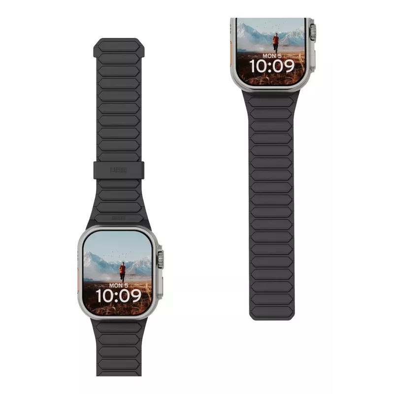 Urban Armor Gear UAG Pathfinder - silikona abpusēja magnētiskā siksniņa Apple Watch series 4-6 & SE 1-3, 44mm / series 7-9, 45mm / series 10-11, 46mm / Ultra 1-3, 49mm (ash/lava)