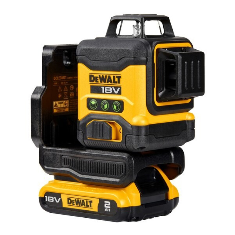 DeWalt DCLE34031D1-QW 3x360° krustlīniju lāzera līmeņrādis, zaļš, 40 m, 18 V, 2 Ah akumulators, TSTAK koferis