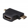 Akyga AK-AD-23 HDMI (F) uz Mini HDMI (M) / Micro HDMI (M) adapteris, melns