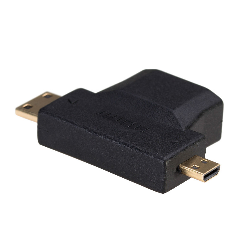 Akyga AK-AD-23 HDMI (F) uz Mini HDMI (M) / Micro HDMI (M) adapteris, melns