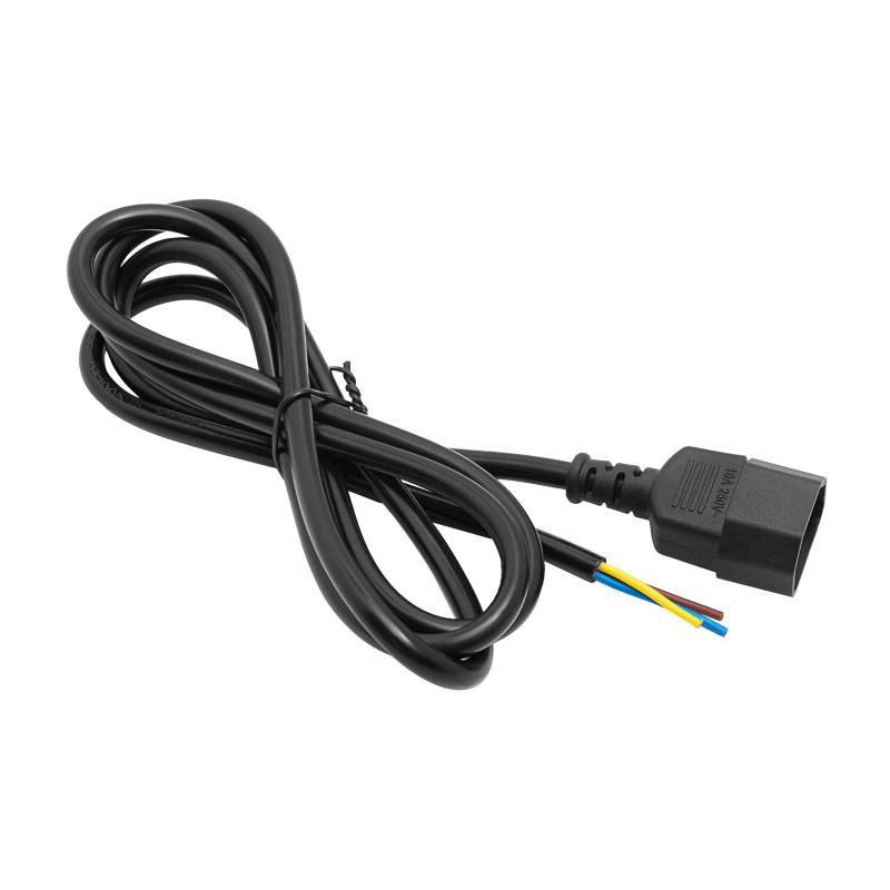 Akyga AK-OT-09C IEC C14 barošanas kabelis ar atvērtu galu, 3x 1 mm² varš, 1,8 m, melns