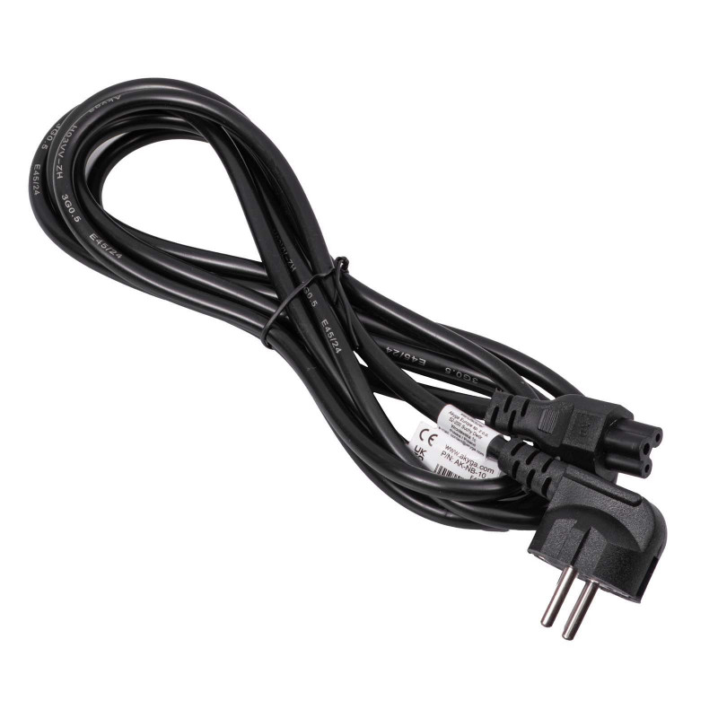 Akyga AK-NB-10C portatīvā datora strāvas vads CEE 7/7 uz IEC C5, 3x 0,75 mm² varš, 3 m, melns
