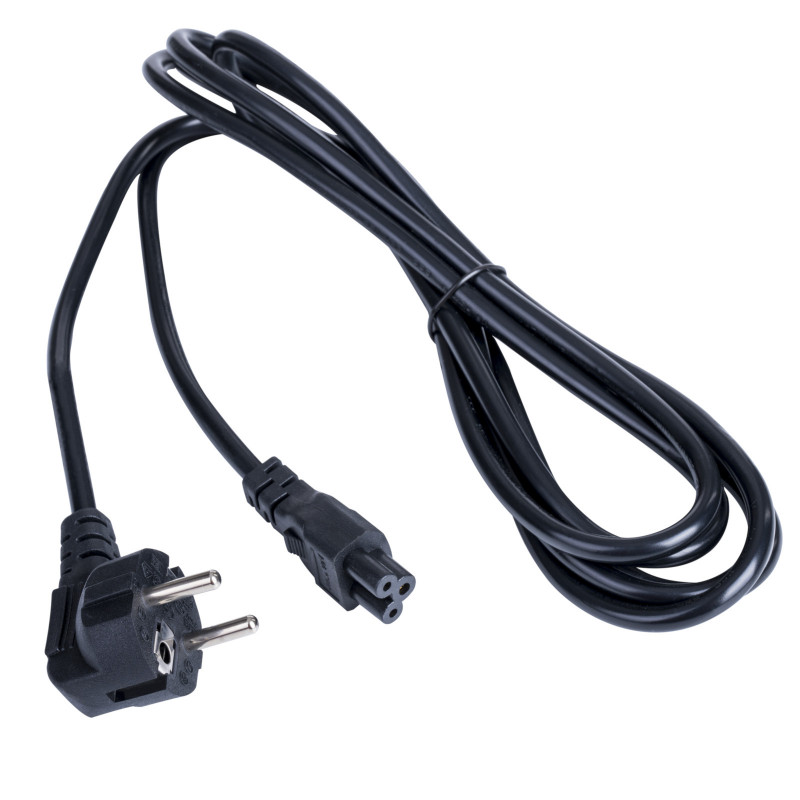 Akyga AK-NB-10C portatīvā datora strāvas vads CEE 7/7 uz IEC C5, 3x 0,75 mm² varš, 3 m, melns