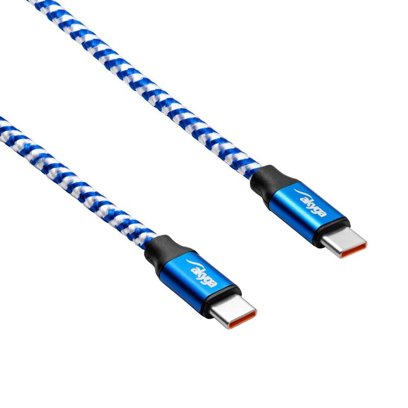 Akyga AK-USB-37 USB-C – USB-C pīts kabelis, USB 2.0, 100 W, 1 m, zils