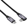 Akyga AK-USB-53 USB-C – USB-C pīts kabelis ar leņķa spraudni, USB 2.0, 60 W, 0,3 m, melns