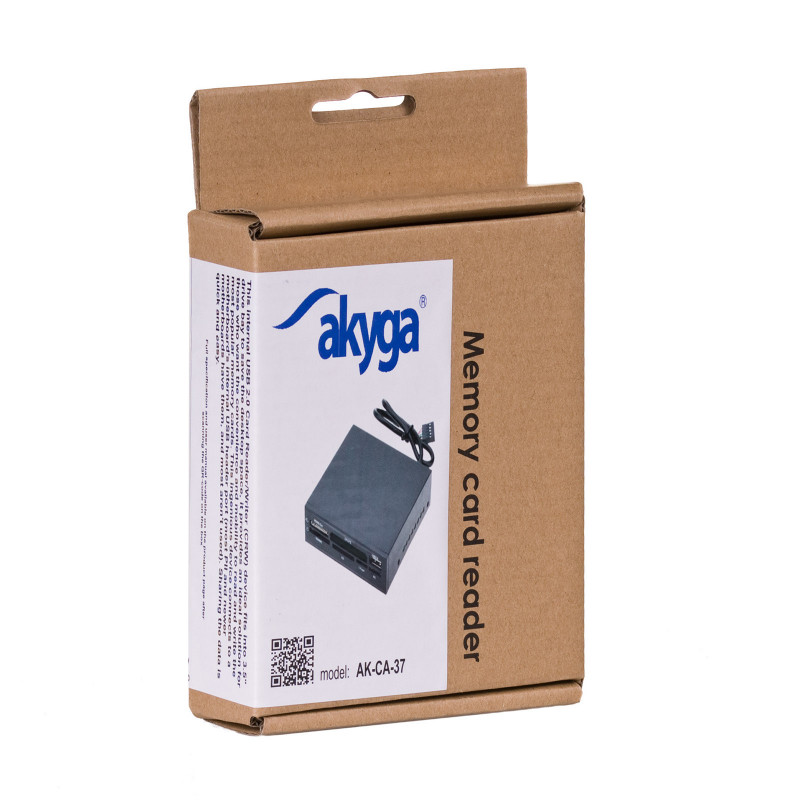Akyga AK-CA-37 iekšējais universālais atmiņas karšu lasītājs 3,5" nodalījumam, USB 2.0, melns