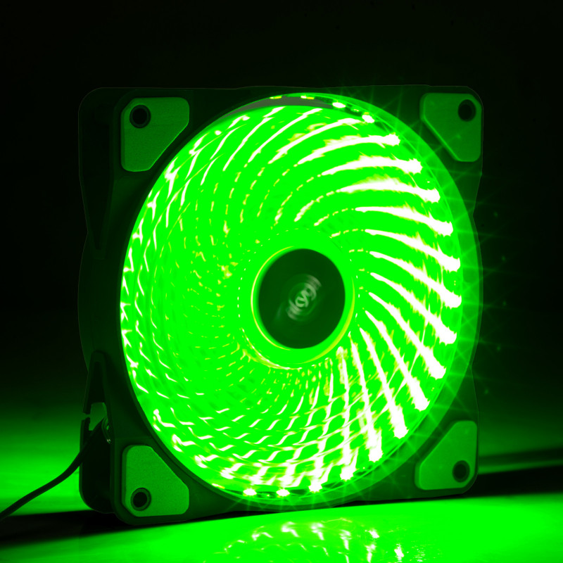 Akyga AW-12E-BG 120 mm korpusa ventilators, 33 zaļas LED, Molex, melns