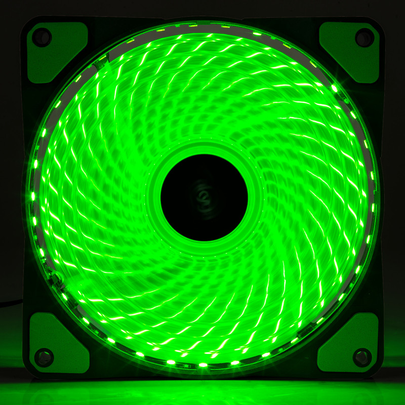 Akyga AW-12E-BG 120 mm korpusa ventilators, 33 zaļas LED, Molex, melns