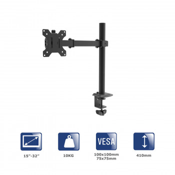 Akyga AK-MB-01 viena monitora galda turētājs, 15-32", līdz 10 kg, VESA 75/100, melns