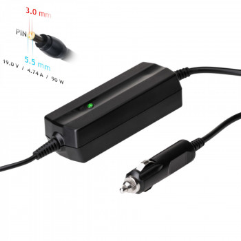 Akyga AK-ND-37 auto klēpjdatora lādētājs 19 V / 4,74 A, 90 W, 5,5 x 3,0 mm + tapa, saderīgs ar Samsung