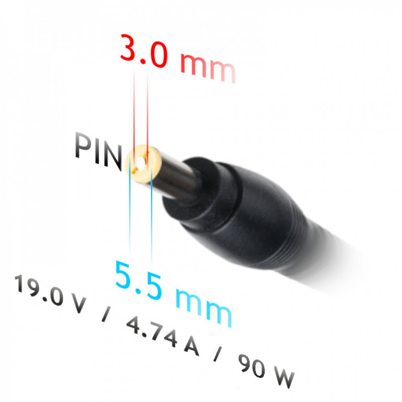 Akyga AK-ND-37 auto klēpjdatora lādētājs 19 V / 4,74 A, 90 W, 5,5 x 3,0 mm + tapa, saderīgs ar Samsung