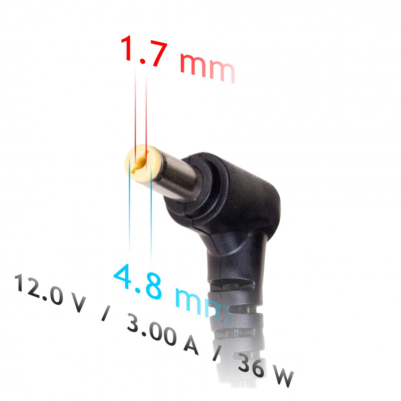 Akyga AK-ND-49 klēpjdatora lādētājs 12 V / 3,0 A, 36 W, 4,8 x 1,7 mm, 1,2 m, saderīgs ar ASUS