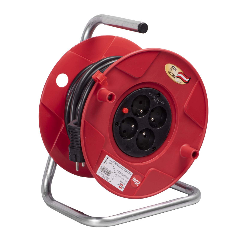 Brennenstuhl Akyga AK-CR-08 pagarinātājs uz spoles, 4 ligzdas, IP20, 25 m, sarkans