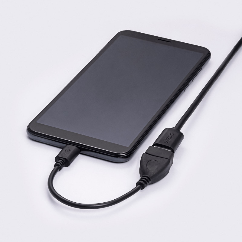 Akyga AK-AD-09 Micro USB-B (M) uz USB-A (F) OTG adaptera kabelis, 15 cm, melns