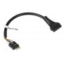Akyga AK-CA-75 iekšējais USB 2.0 9 kontaktu (M) uz USB 3.0 19 kontaktu (F) mātesplates adaptera kabelis, 20 cm, melns