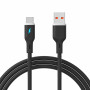 Akyga AK-USB-62 USB kabelis USB-A (m) / USB-C (m), USB 2.0, 18W, 1 m, melns, silikona