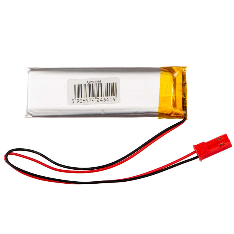 Akyga AKY0655 LP602158 Li-Po akumulators 3,7 V 750 mAh ar PCM, JST 2,54 mm 2 kontaktu savienotājs, 150 mm vadi
