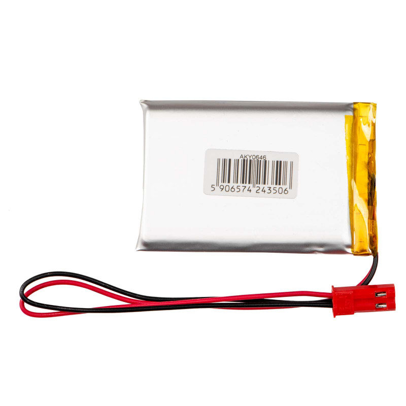 Akyga AKY0646 LP623255 Li-Po akumulators 3,7 V 1100 mAh ar PCM, JST 2,54 mm 2 kontaktu savienotāju, 150 mm vadiem