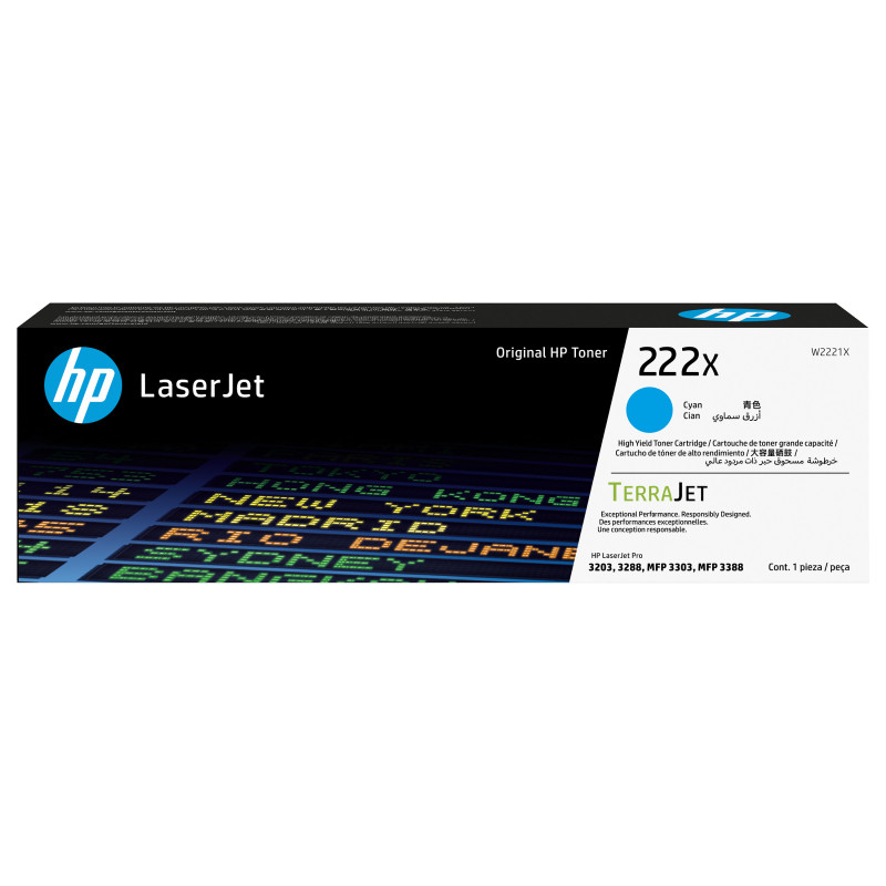 HP 222X W2221X oriģinālā augstas ietilpības ciāna LaserJet toneru kasetne, līdz 2 500 lpp.
