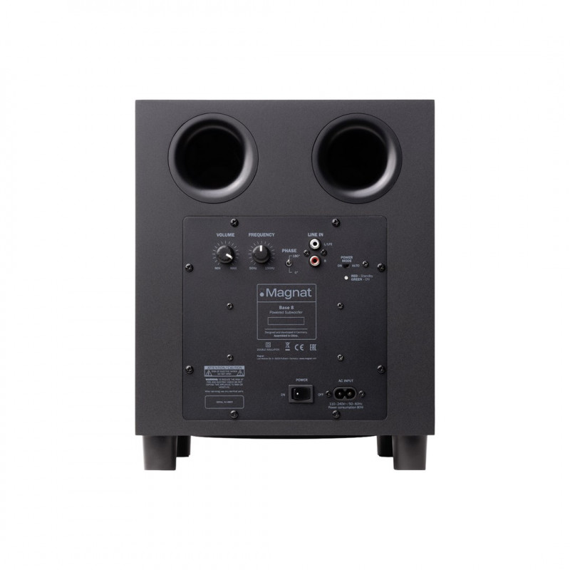 Magnat Base 8 aktīvais zemfrekvences skaļrunis (subwoofers), melns