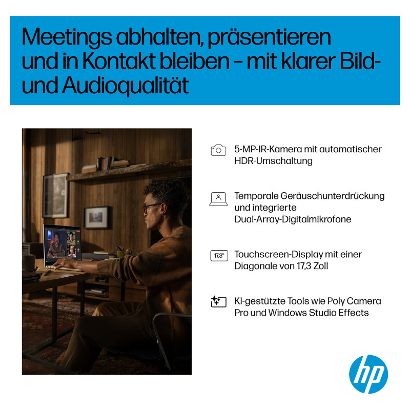 HP OmniBook 7 17-dc0675ng portatīvais dators, Intel Core Ultra 7 256V, 32 GB RAM, 1 TB SSD, Windows 11 Pro, vācu tastatūra