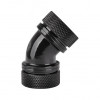 Thermaltake Pacific PETG 45° dubultspiešanas savienotājs, 16 mm ārējais diametrs, G1/4, melns (CL-W098-CA00BL-A)