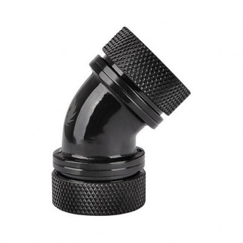 Thermaltake Pacific PETG 45° dubultspiešanas savienotājs, 16 mm ārējais diametrs, G1/4, melns (CL-W098-CA00BL-A)