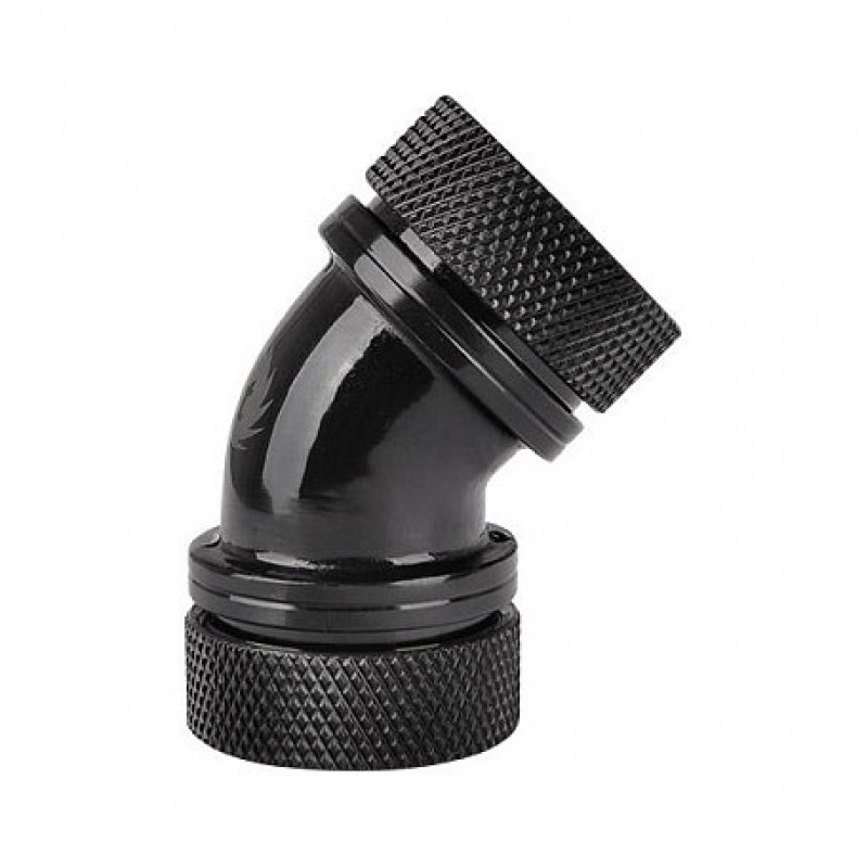 Thermaltake Pacific PETG 45° dubultspiešanas savienotājs, 16 mm ārējais diametrs, G1/4, melns (CL-W098-CA00BL-A)
