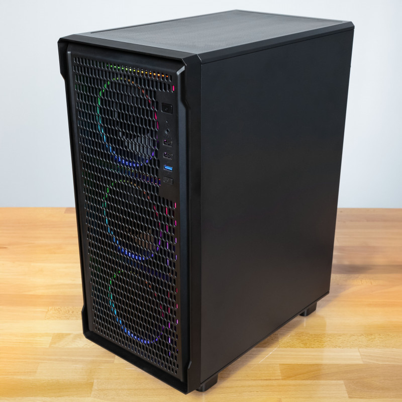 Kolink AM2 ARGB Midi Tower datora korpuss, ATX, rūdīts stikls, komplektā 4x 120 mm ventilatori, melns