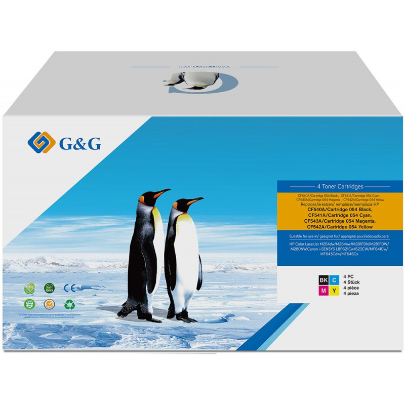 G&G saderīgas tonera kasetnes NT-PH203UBK/UC/UM/UY-B-V5-4-S1 (4 gab.), melna, ciāna, fuksīna, dzeltena