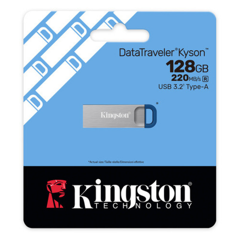 Kingston DataTraveler Kyson DTKNG2/128GB USB zibatmiņa, 128 GB, USB 3.2 Gen 1, metāla