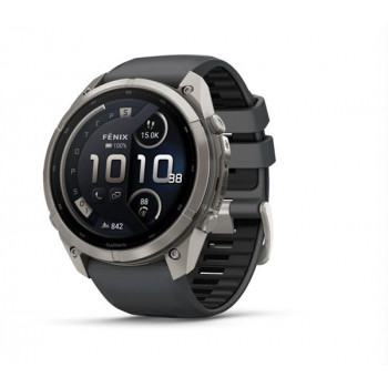 Garmin Fenix 9 Pro inReach viedpulkstenis, 51 mm, titāna korpuss, grafīta/melna silikona siksniņa
