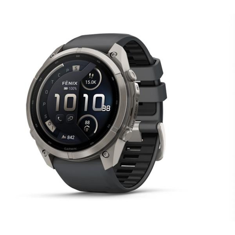 Garmin Fenix 9 Pro inReach viedpulkstenis, 51 mm, titāna korpuss, grafīta/melna silikona siksniņa