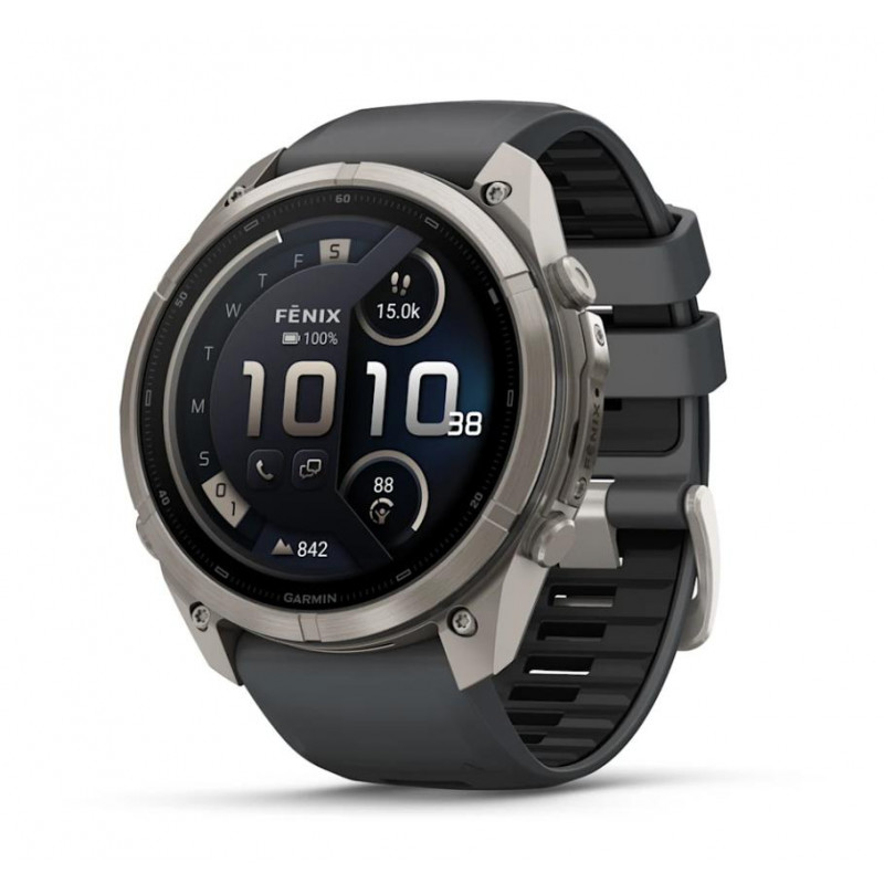 Garmin Fenix 9 Pro inReach viedpulkstenis, 51 mm, titāna korpuss, grafīta/melna silikona siksniņa
