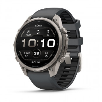 Garmin Fenix 9 Pro viedpulkstenis, 47 mm, titāna korpuss, grafīta/melna silikona siksniņa