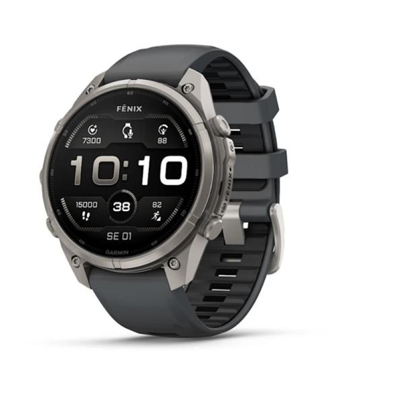 Garmin Fenix 9 Pro viedpulkstenis, 47 mm, titāna korpuss, grafīta/melna silikona siksniņa