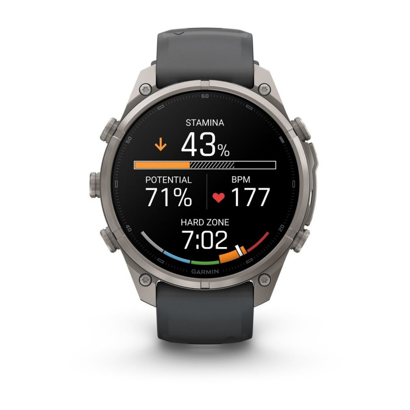 Garmin Fenix 9 Pro viedpulkstenis, 47 mm, titāna korpuss, grafīta/melna silikona siksniņa