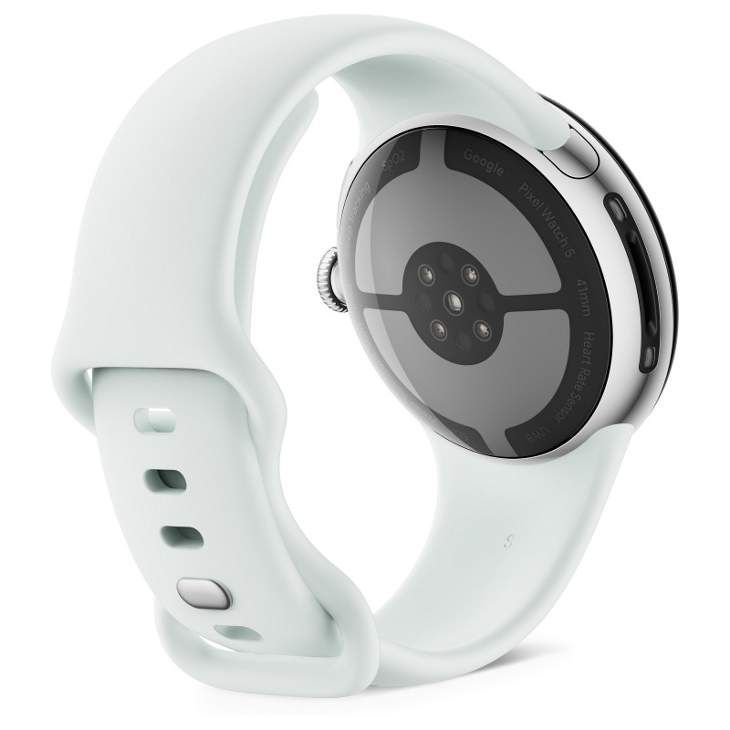 Google Pixel Watch 5 WiFi viedpulkstenis, 41 mm, Polished Silver / Fog, GA10898-DE