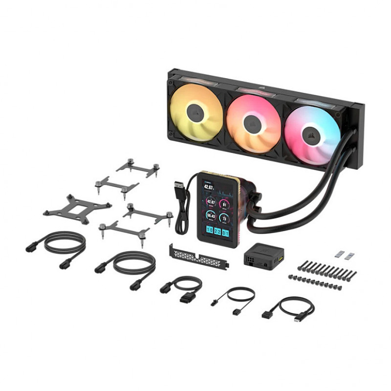 Corsair iCUE LINK TITAN II 360 RX LCD AIO šķidruma dzesētājs, 360 mm, RGB, melns, CW-9061045-WW