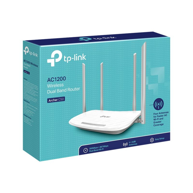 TP-Link Archer C50 (EU) V6.46 bezvadu maršrutētājs, AC1200, divu joslu