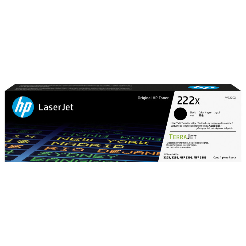 HP 222X W2220X augstas ietilpības oriģinālā LaserJet toneru kasetne, melna