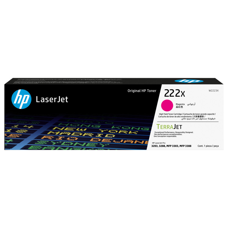 HP 222X W2223X augstas ietilpības oriģinālā LaserJet toneru kasetne, fuksīna