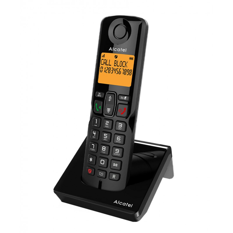 Alcatel S280 EWE bezvadu DECT tālrunis ar brīvroku funkciju, melns