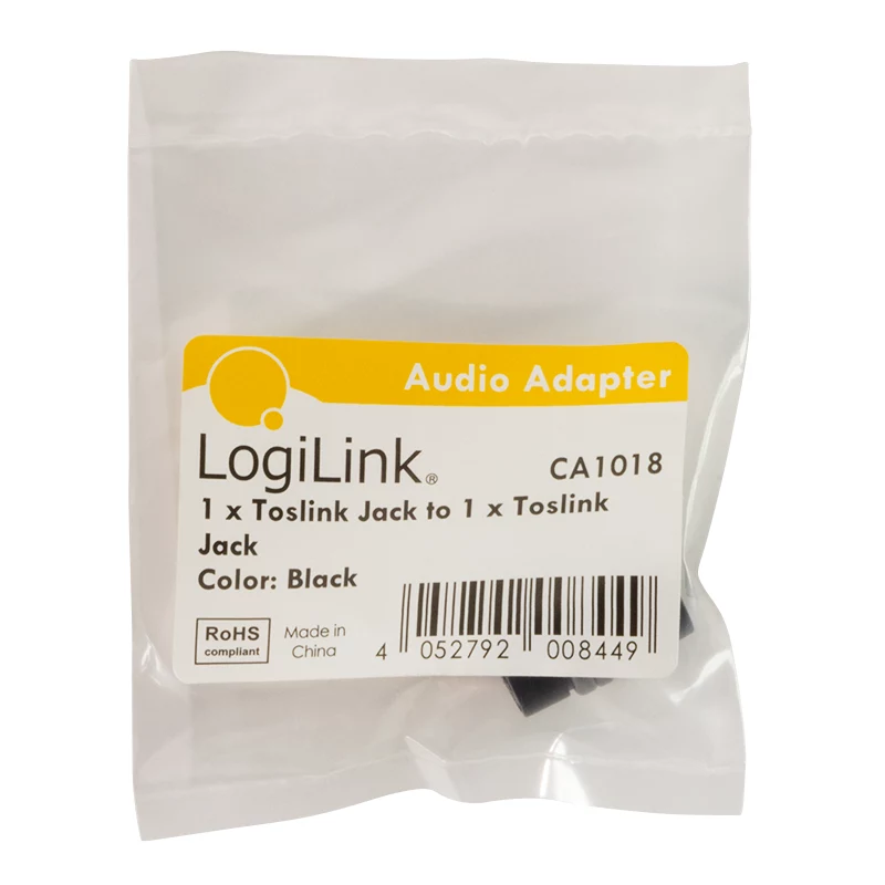 LogiLink CA1018 Toslink audio adapteris, Toslink ligzda uz Toslink ligzdu, melns