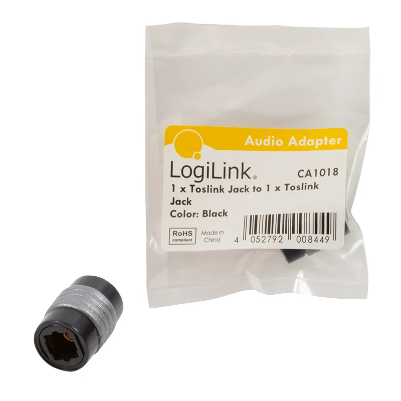 LogiLink CA1018 Toslink audio adapteris, Toslink ligzda uz Toslink ligzdu, melns