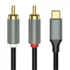 LogiLink CUA0140 USB 2.0 Type-C uz 2x RCA kabelis, stereo audio, alumīnija, melns/sudrabains, 1 m