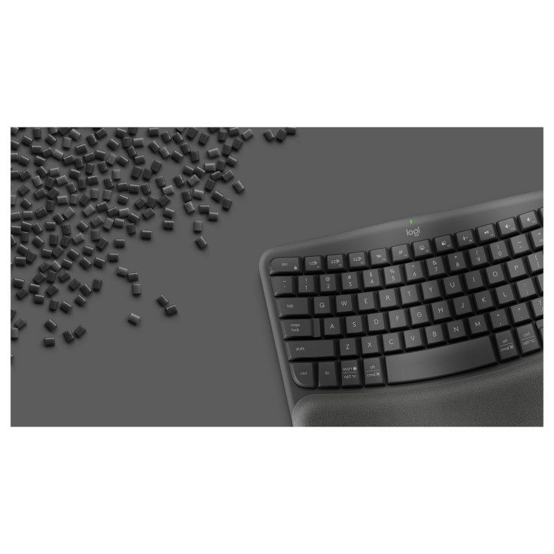Logitech Wave Keys 920-012289 bezvadu ergonomiskā tastatūra, 2,4 GHz / Bluetooth, Šveices (CH) izkārtojums, grafīta